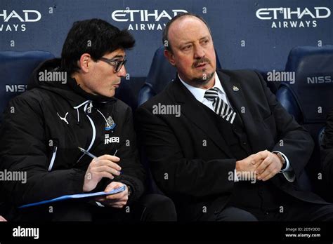 Newcastle United Manager Rafael Benitez In The Dugout Stock Photo Alamy