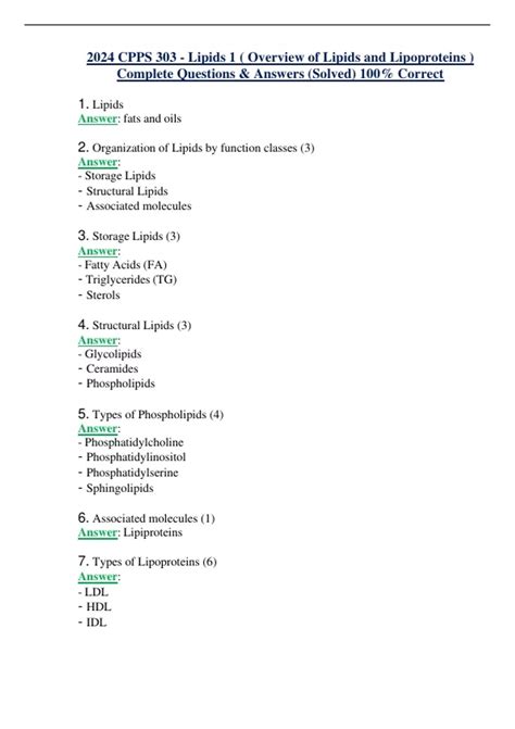 Cpps Lipids Overview Of Lipids And Lipoproteins