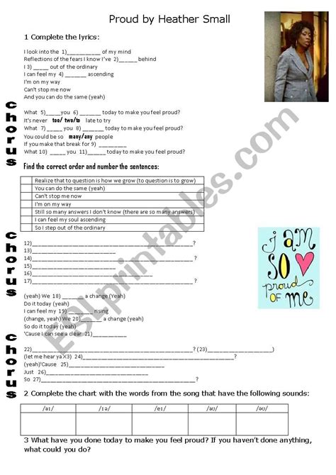 Heather Small Proud - ESL worksheet by michelekiffer