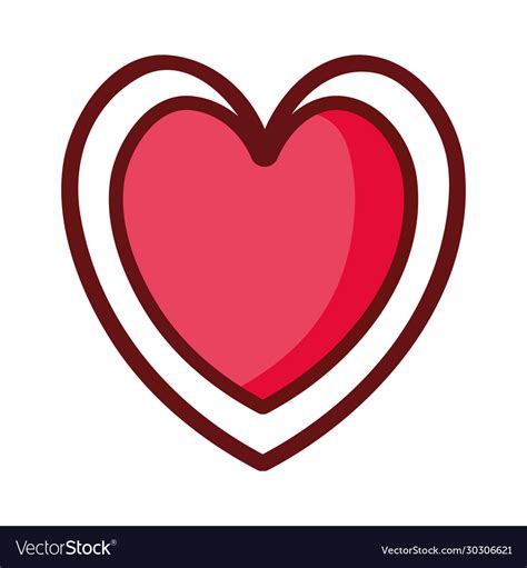 Love Heart Romantic Feeling Cartoon Isolated Icon Vector Image