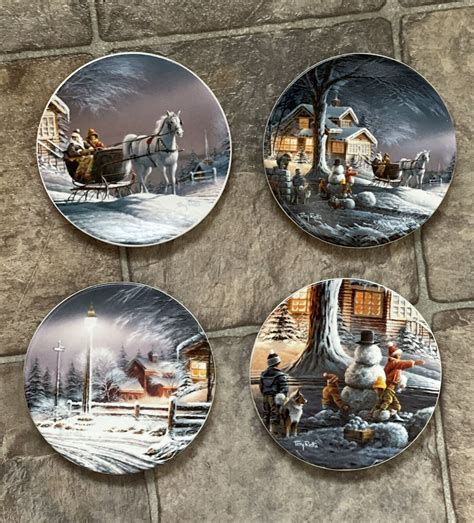 Terry Redlin Winter Wonderland Plate Set With Holder Set Of