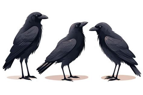 Premium Ai Image Black Crows In Different Poses Isolated On White