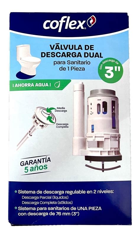 Valvula Descarga Dual Wc Pulg One Piece Con Boton Coflex Env O Gratis