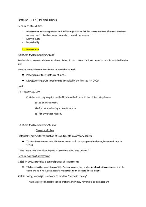 Lecture 12 And 13 Equity And Trusts Lecture 12 Equity And Trusts