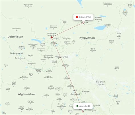 All Flight Routes From Lahore To Bishkek Lhe To Fru Flight Routes