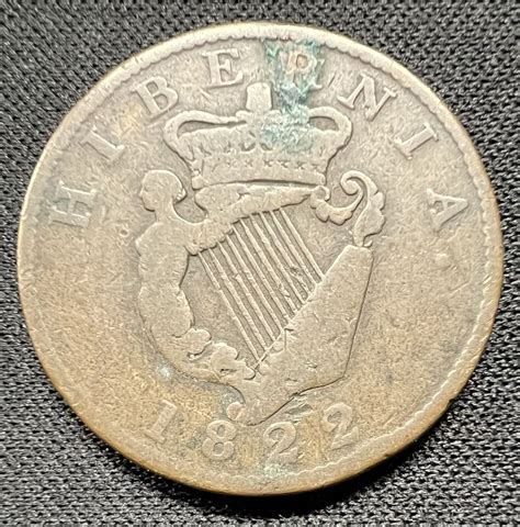 1822 Ireland George IV Hibernia Half Penny Nice Problem Free Example