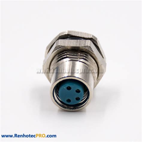 M8 4 Pin Circular Connector Female Straight Waterproof Front Mount Cable Solder Type Panel