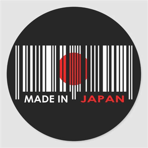 Bar Code Flag Colors JAPAN Dark Design Classic Round Sticker | Zazzle ...