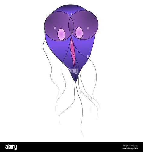 Purple Giardia Lamblia Protozoan Vector Illustration Of A Microorganism Bright Color