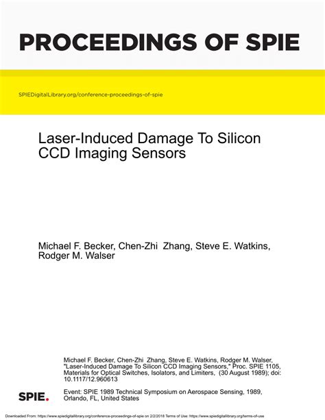 PDF Laser Induced Damage To Silicon CCD Imaging Sensors