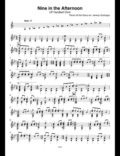 Nine In The Afternoon Handbell Choir Sheet Music For Piano Download Free In Pdf Or Midi