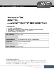 Bsbdiv Manage Diversity In The Workplace Docx Pdf