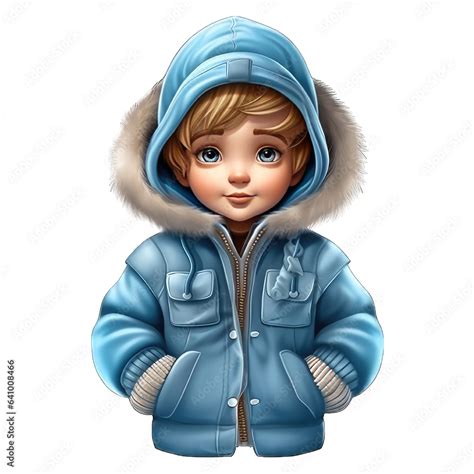 Cute D Character Boy Wearing A Winter Jacket Clothes Transparent