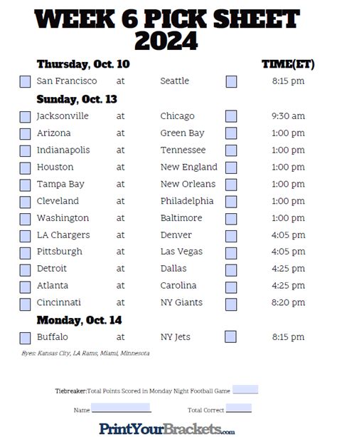 Nfl Schedule Week 10 Printable