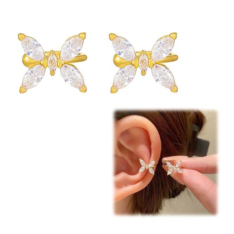 Fresh Zircon Butterfly Ear Clip Without Ear Holes Female Butterfly Ear