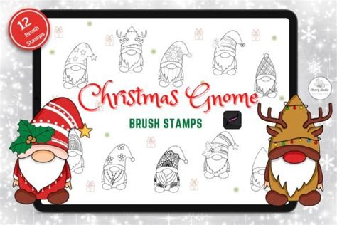 Christmas Gnome Brush Stamp Procreate Graphic By Chorry Studio