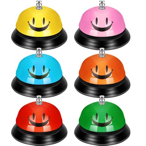 6 Pcs Call Bell Desk Bell For Service 3 Inch Diameter Smile Face