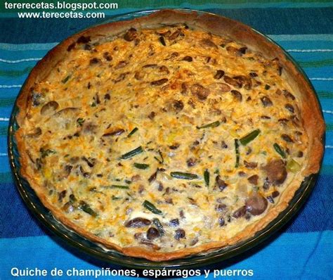 Quiche de champiñones espárragos y puerros Receta Petitchef