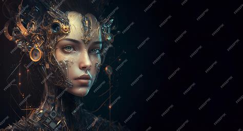 Premium AI Image | Technology background Female face robot Advanced ...