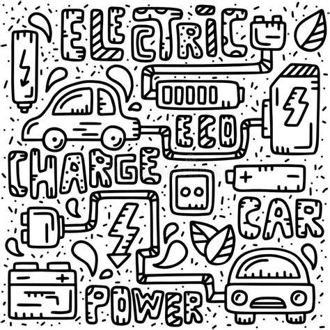 Electric Car Doodle Stock Vector Illustration Of Lettering