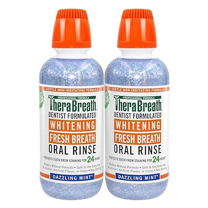 TheraBreath Whitening Fresh Breath Oral Rinse Dazzling Mint 16 Ounce