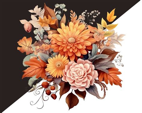 Autumn Bouquets Png Clipart - Fall Flowers By Tanya Kart | TheHungryJPEG