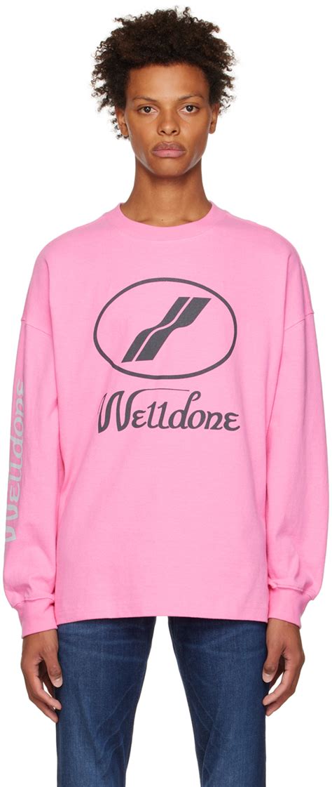 Pink Print Long Sleeve T Shirt By We11done On Sale