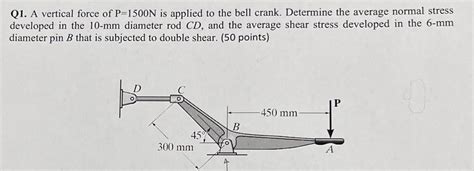 Solved Q A Vertical Force Of P N Is Applied To The Chegg