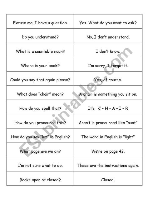 Classroom Phrases Matching Exercise Esl Worksheet By Gerezana