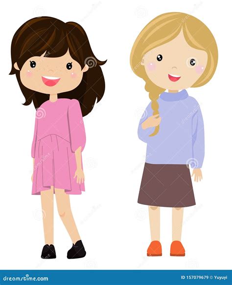 Two Little Girls Stock Illustrations 1621 Two Little Girls Stock