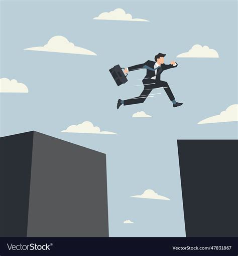 Businessman jumping from the obstacle course Vector Image