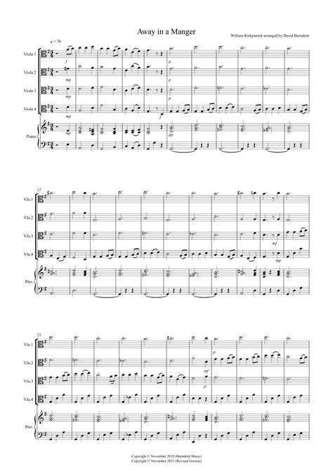 Away In A Manger For Viola Quartet Arr David Burndrett Sheet Music