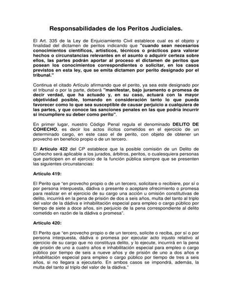 Responsabilidades De Los Peritos Judiciales