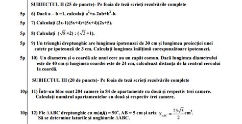 Model Teza La Matematica Pentru Clasa A 7 A Semestrul 2 Rezolvare