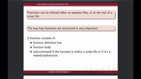 Intro To Matlab Week 5 Generally About User Defined Functions Youtube