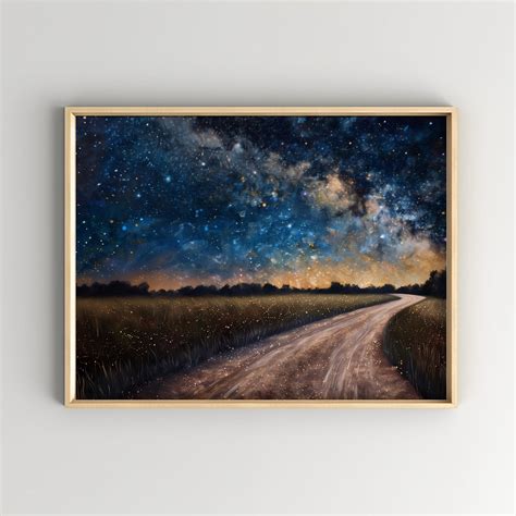 Starry Milky Way Landscape Painting, Digital Print Download, Vintage ...