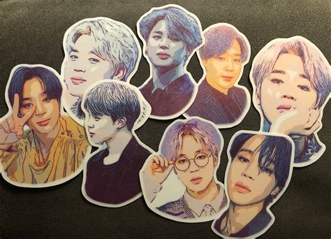 Bts Jimin Glitter Stickers Calcoman As Paquete Etsy