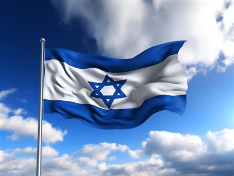 Premium Ai Image Israeli Flag With A Star Of David Waving At Cloudy