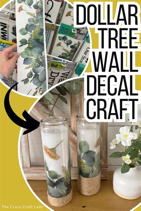 Dollar Store Wall Decal Candle Craft The Crazy Craft Lady