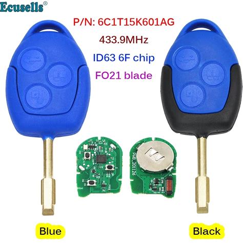 3 Buttons Remote Car Key 433MHz 4D63 6F Chip FOB For Ford Transit WM