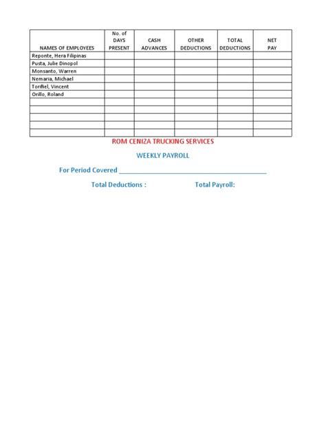 Payroll Form | PDF