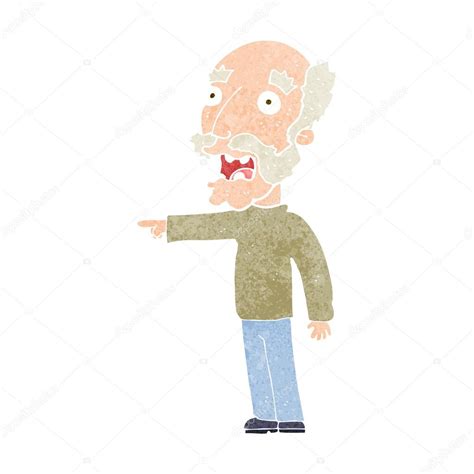 Cartoon scared old man pointing Stock Vector by ©lineartestpilot 41128757