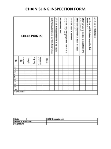 Chain Sling Inspection Form Pdf Industrial Processes Mechanical