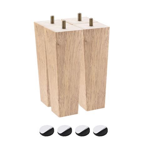 Sourcing Map Furniture Legs 7 Inch 180mm Set Of 4 Square Solid Wood