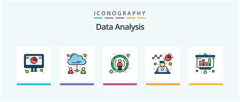 Data Analysis Line Filled 5 Icon Pack Including Report Data