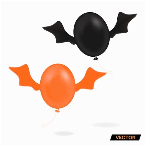 Premium Vector Air Balloons With Bat Wings For Halloween In Cartoon