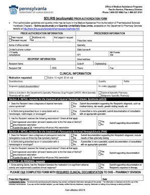 Fillable Online Soliris Eculizumab Prior Authorization Form Soliris