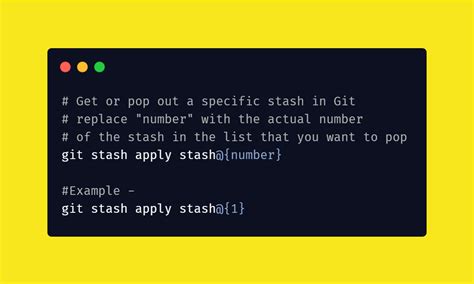 How To Pop Out A Specific Stash From The Stash List In Git