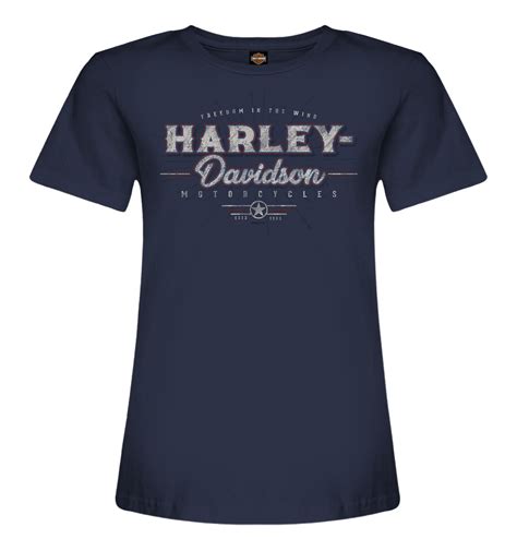 Harley Davidson Damen T Shirt H D Burst Blau Im Thunderbike Shop