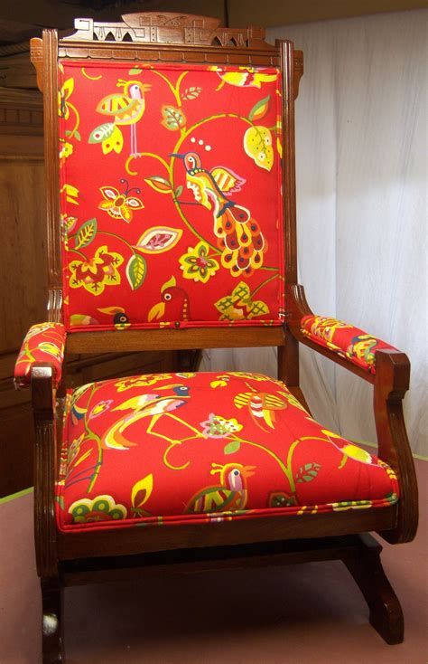 Restored Old Victorian Rocking Chair And Re Upholstered With Modern